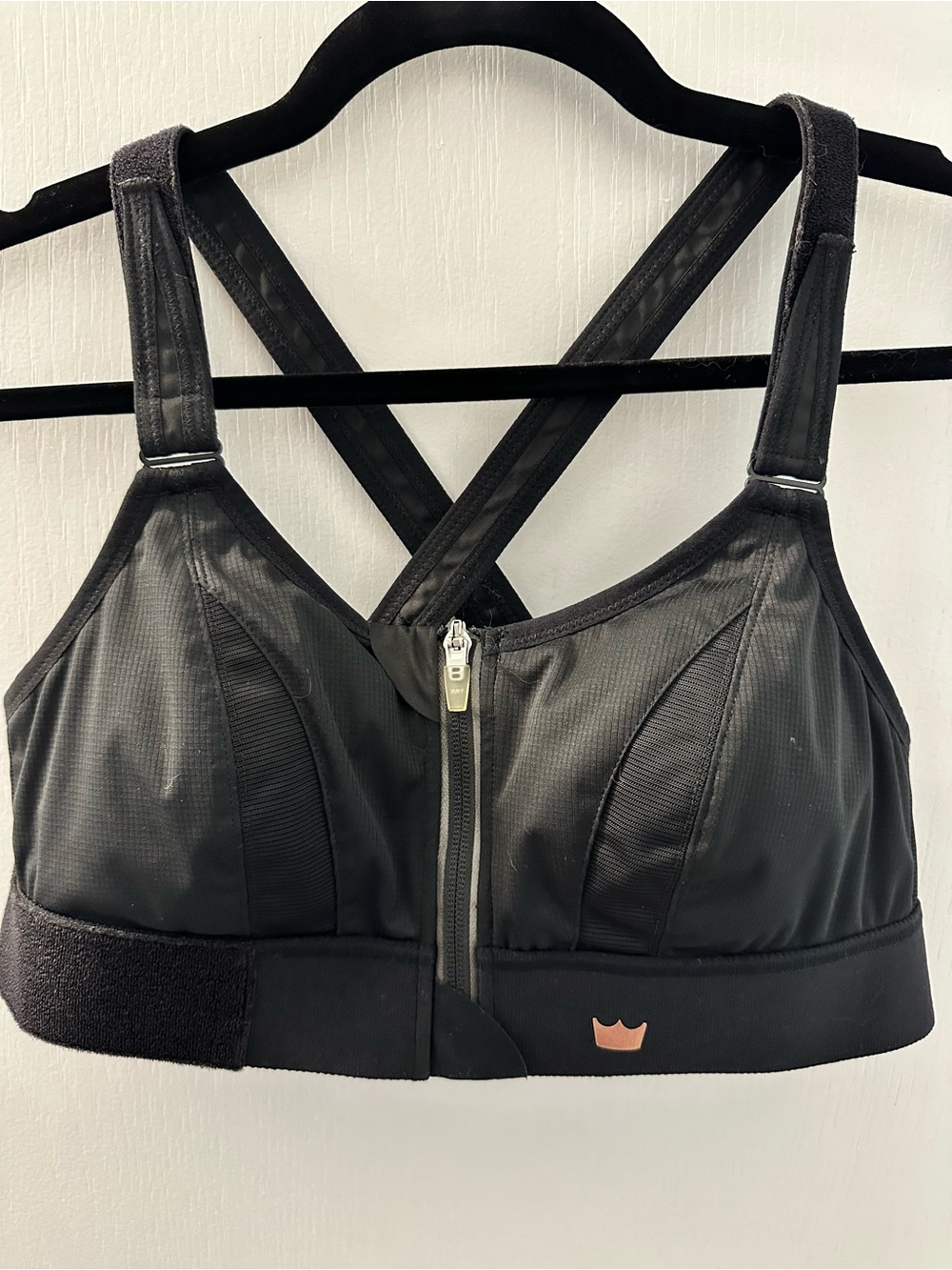 SHEFIT Black Front-Zip High Support Sports Bra